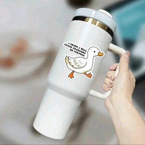 Funny duck vinyl sticker decal car bumper stick white bird orange fun sarcastic